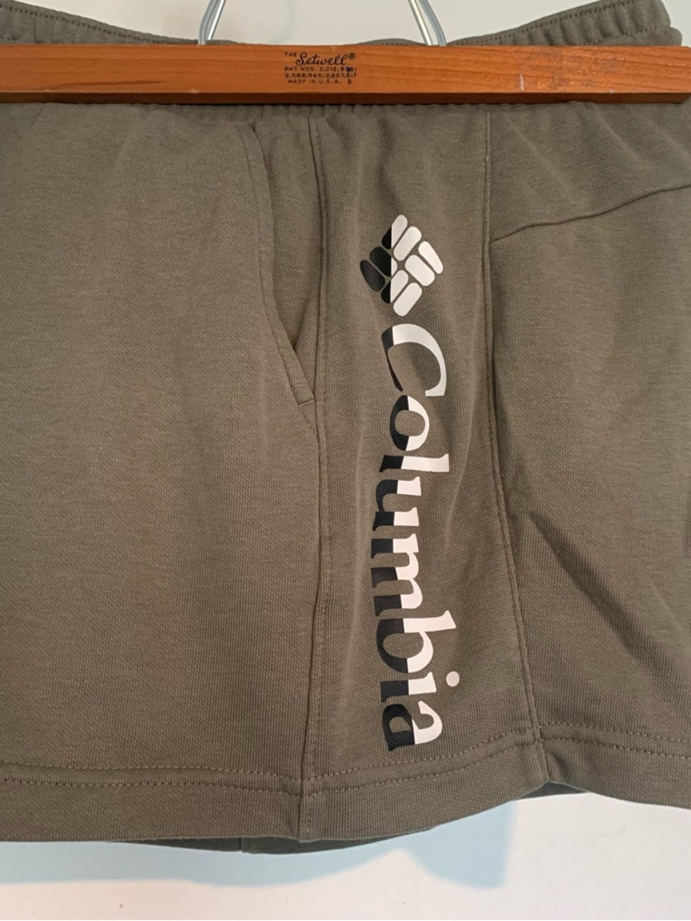 Columbia Olive Green Logo Athletic Shorts